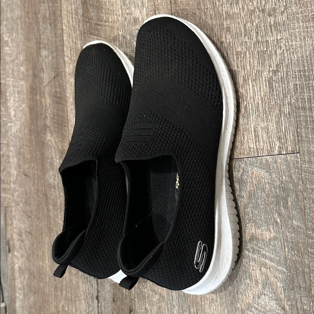 Skechers Black Knit Slip-Ons